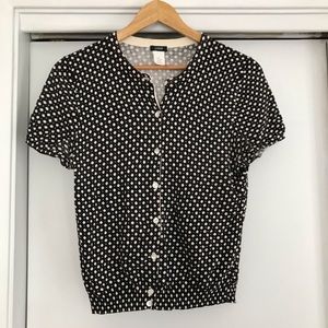 Black and white shirt sleeve jcrew cardigan